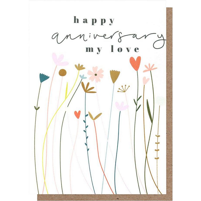 Caroline Gardner Greetings Card Happy Anniversary My Love Floral FLR003 front