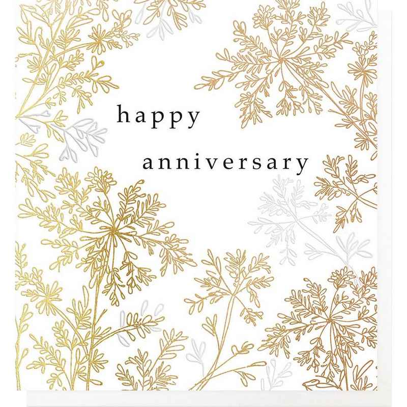 Caroline Gardner Happy Greetings Card Anniversary Gold Leaf LEA005 front