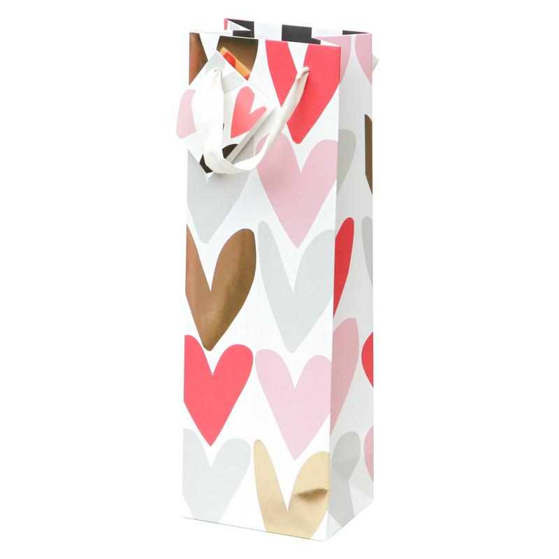 Caroline Gardner Hearts Bottle Gift Bag GBB675 front