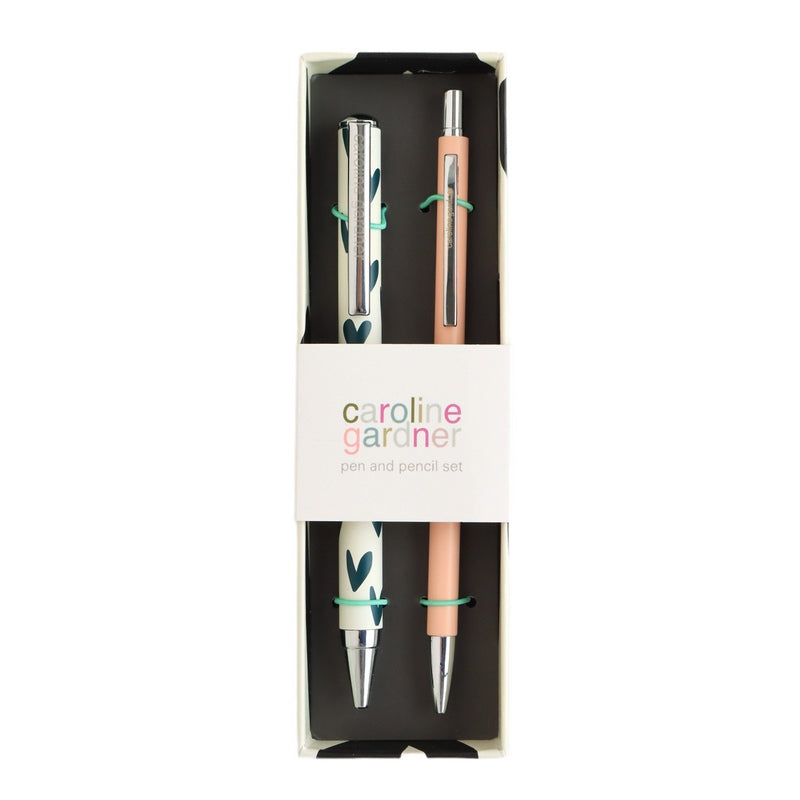Caroline Gardner Hearts Pen & Pink Pencil Box Set PPN100 in box