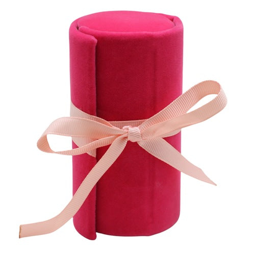 Caroline Gardner Mini Jewellery Roll Box Pink Velvet MBR101 front