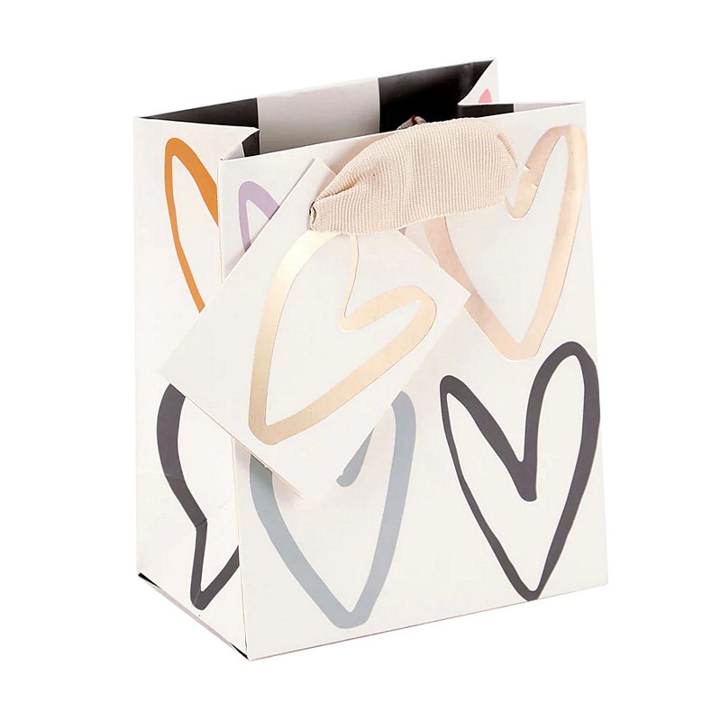 Caroline Gardner Multi Outline Hearts Small Gift Bag GBP726 front