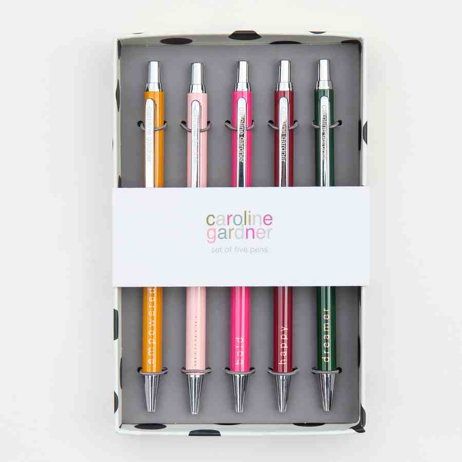 Caroline Gardner Multi Set Of 5 Pens FPK101 in box
