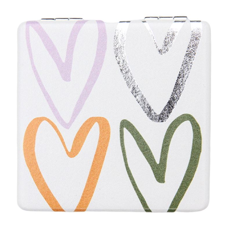 Caroline Gardner Pocket Mirror Rainbow Outline Hearts PKM119 front