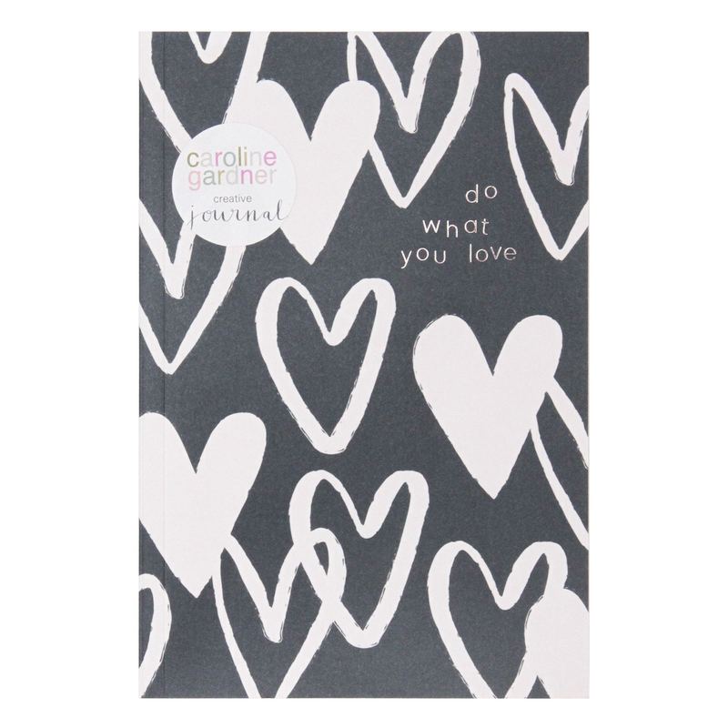 Caroline Gardner Reflection Journal Charcoal Hearts NBJ103 front