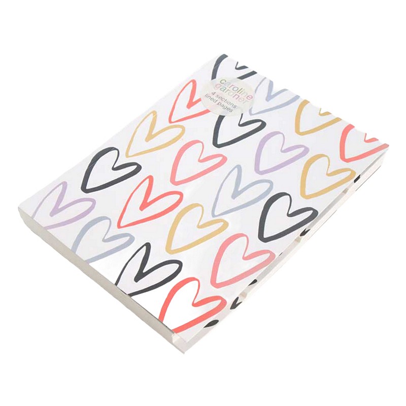 Tabbed A5 Notebook Multi Outline Hearts