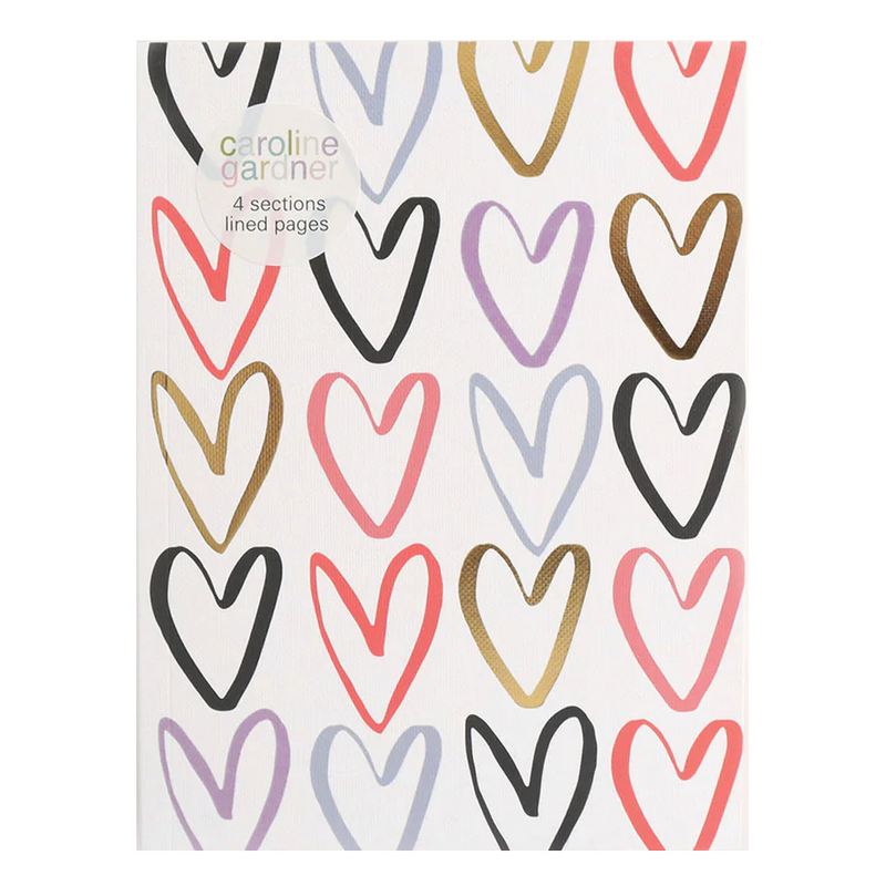 Caroline Gardner Tabbed A5 Notebook Multi Outline Hearts TAB101 main