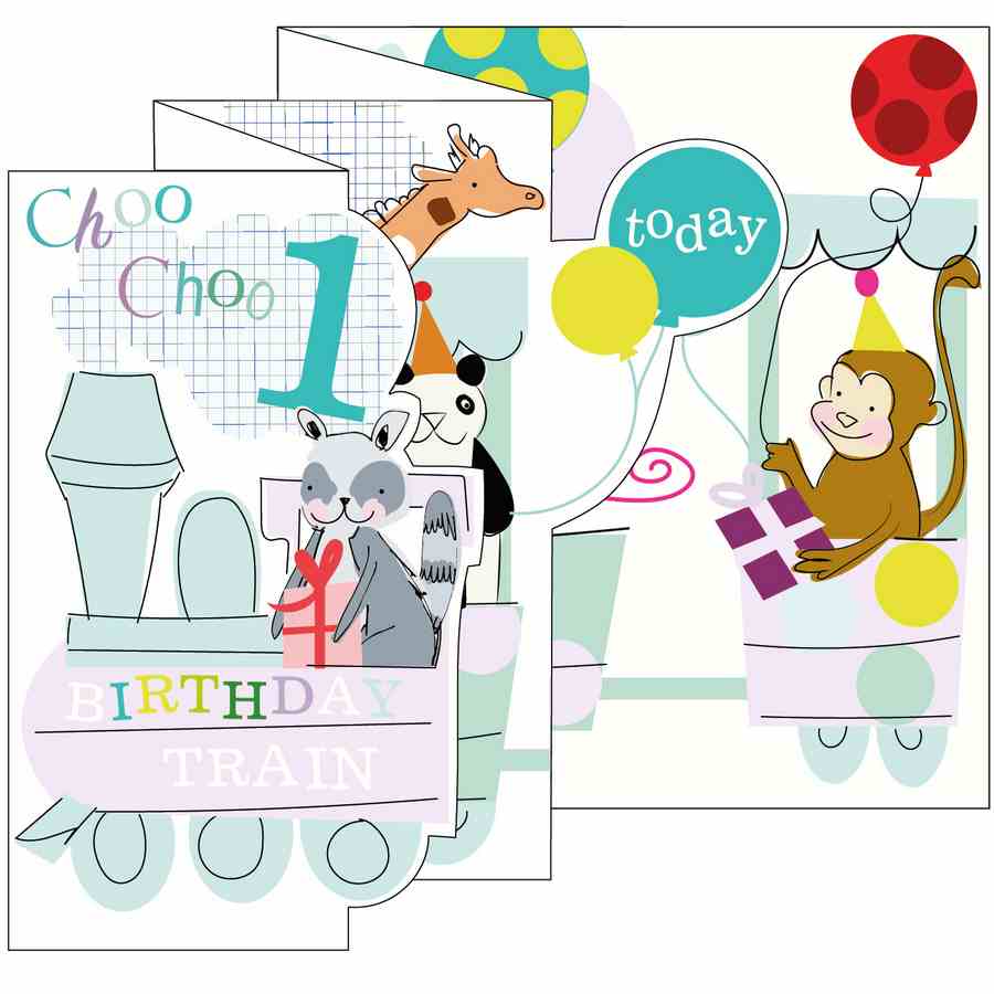 Caroline Gardner Zigzag Fold Out Card 1 Boy Train ZIG001