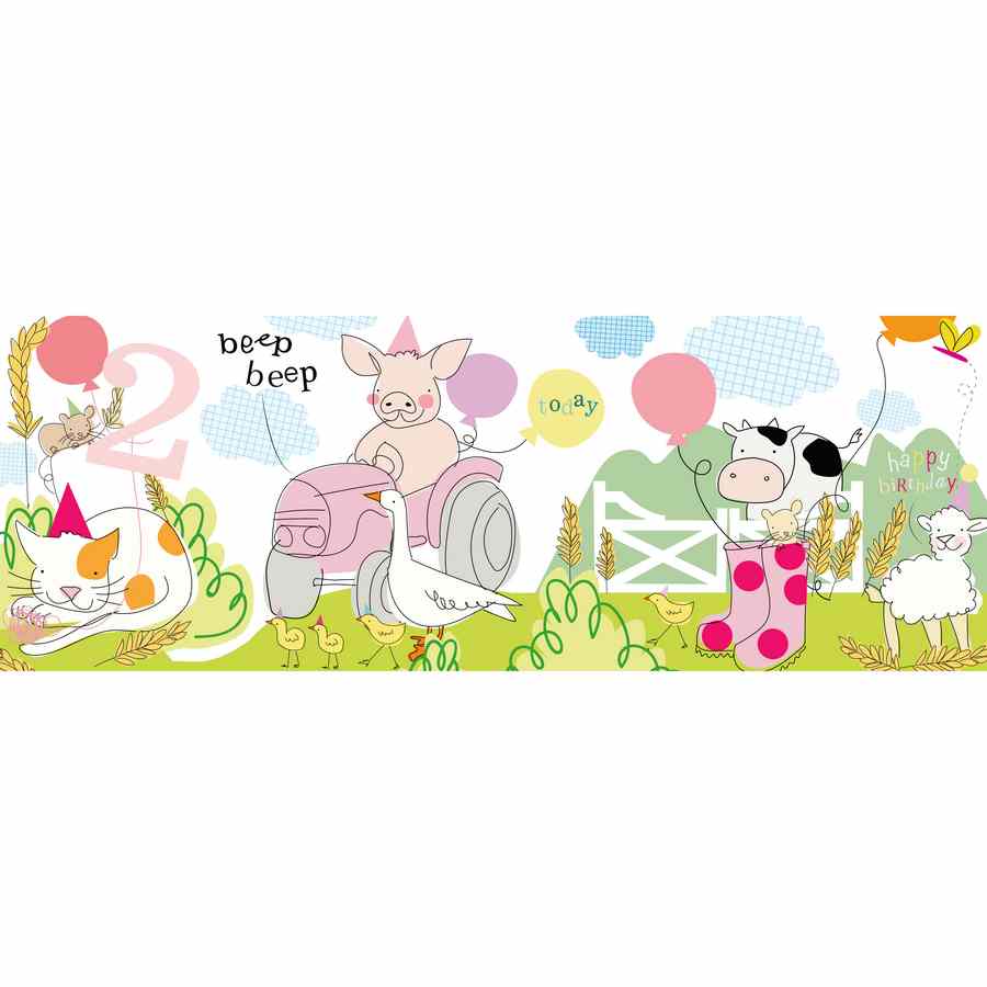 Caroline Gardner Zigzag Fold Out Card 2 Girl Farm ZIG004 open