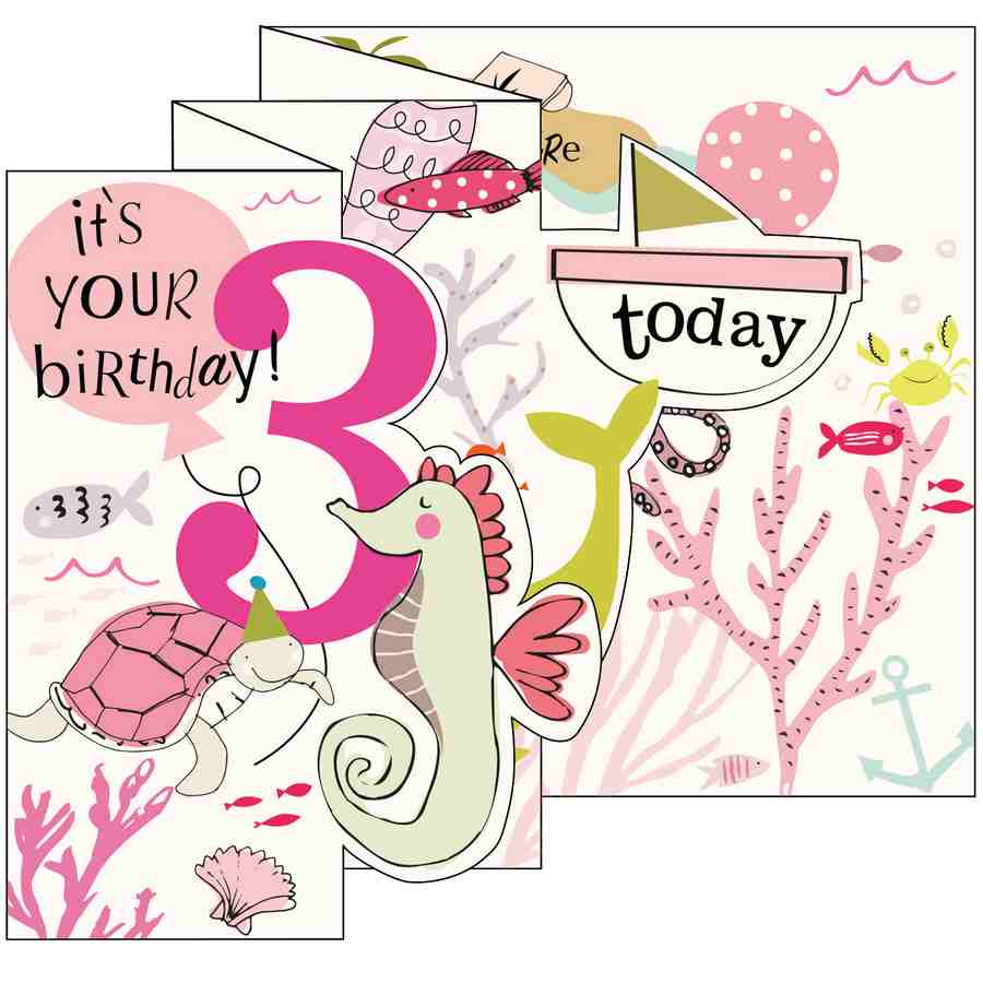Caroline Gardner Zigzag Fold Out Card 3 Girl Underwater ZIG006 folded