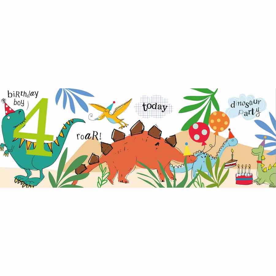 Caroline Gardner Zigzag Fold Out Card 4 Boy Dinosaur ZIG007 open