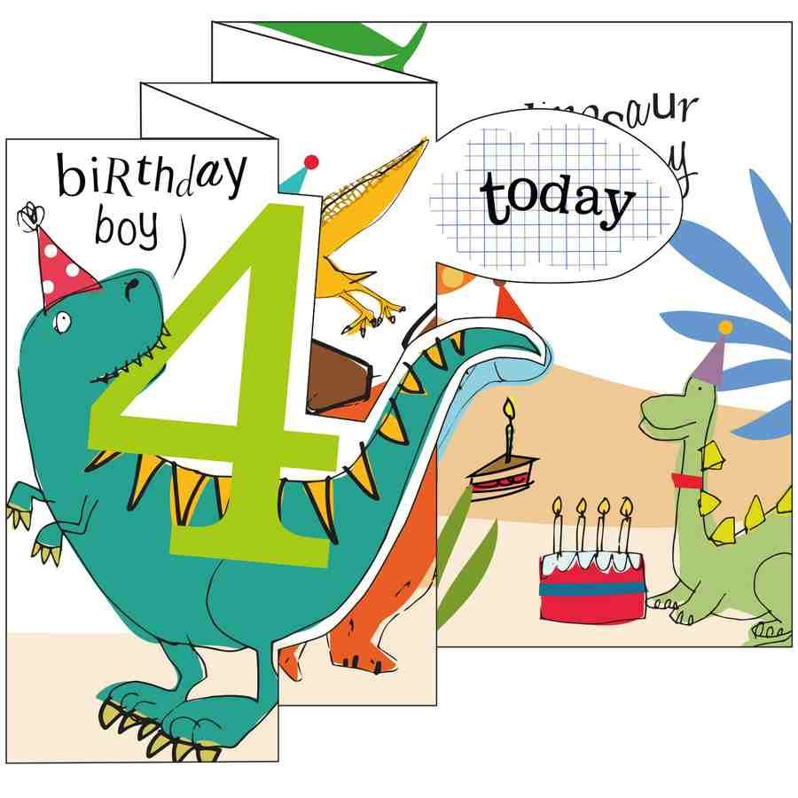 Caroline Gardner Zigzag Fold Out Card 4 Boy Dinosaur ZIG007 folded