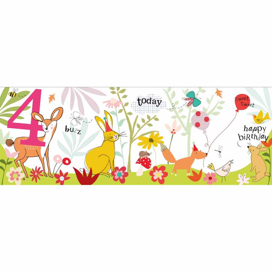 Caroline Gardner Zigzag Fold Out Card 4 Girl Woodland ZIG008 open