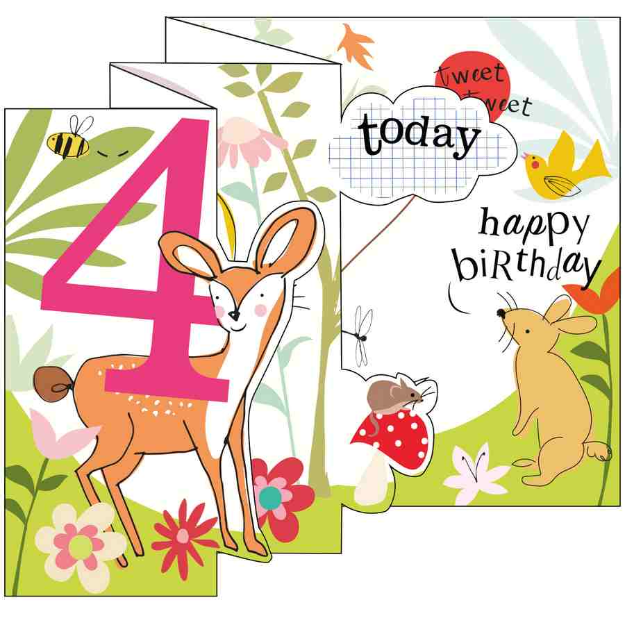 Caroline Gardner Zigzag Fold Out Card 4 Girl Woodland ZIG008 folded