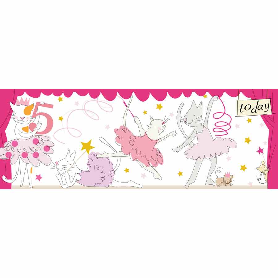 Caroline Gardner Zigzag Fold Out Card 5 Girl Cat Ballerina ZIG010 open