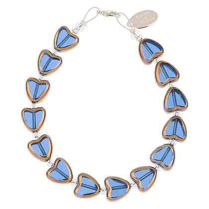 Carrie Elspeth Blue Gold-edged Hearts Bracelet B1681 main