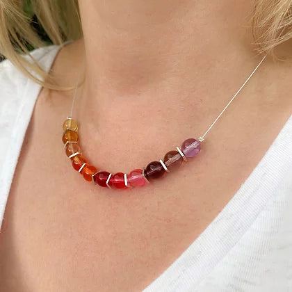 Carrie Elspeth Jewellery Fall Rainbow Globes Necklace N1737 on model
