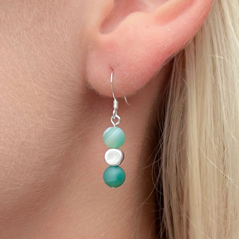 Carrie Elspeth Jewellery Jade Agate Medley Earrings EH1774 on model