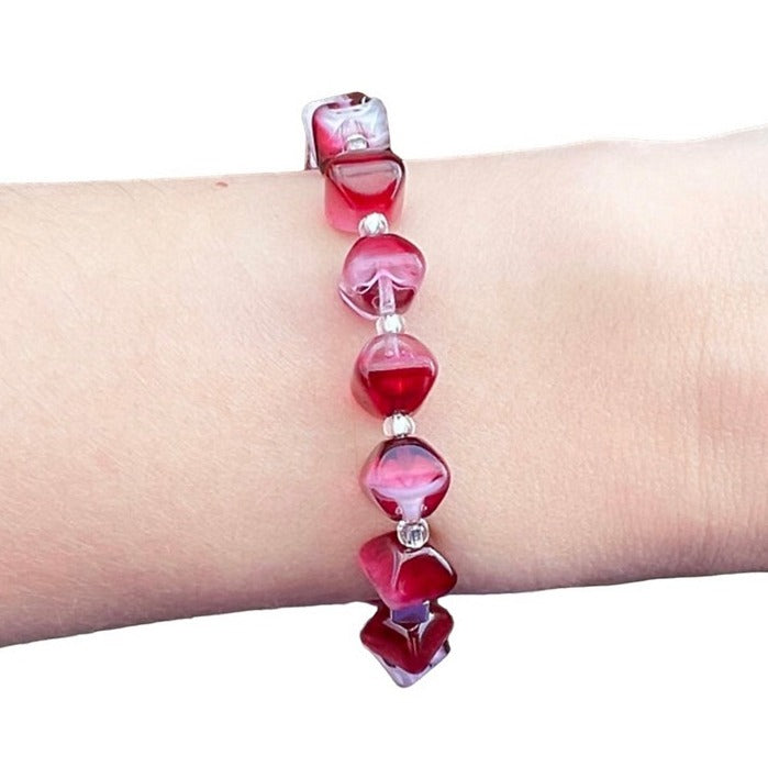 Carrie Elspeth Jewellery Magenta Wisps Bracelet B1826 on model