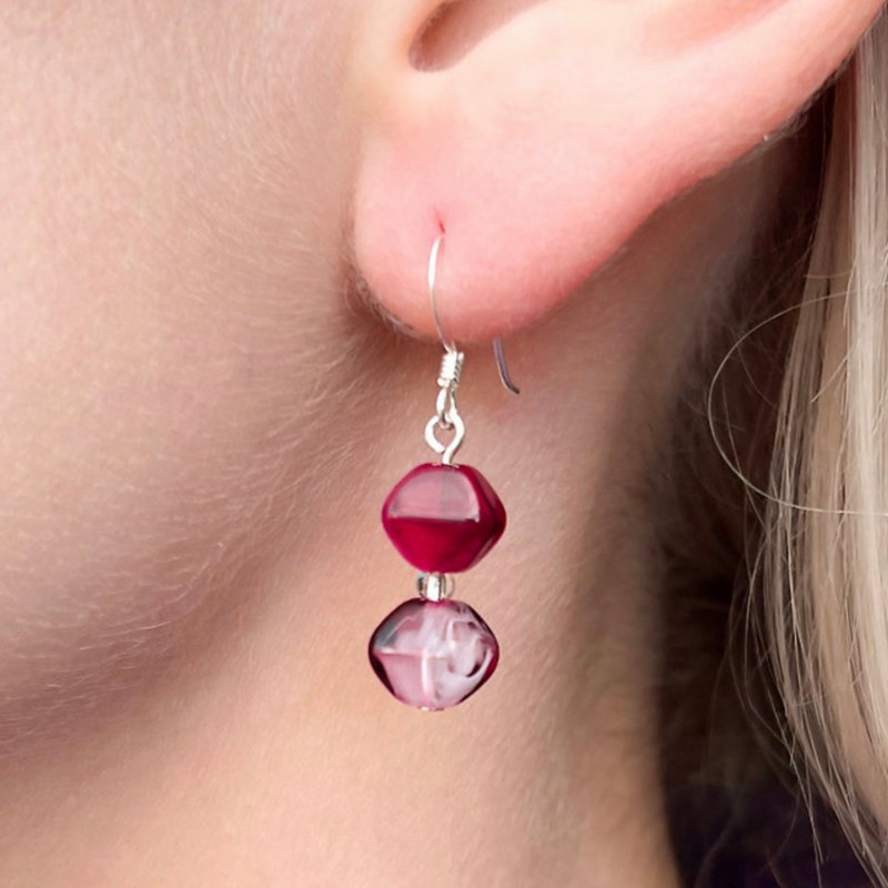 Carrie Elspeth Jewellery Magenta Wisps Earrings EH1826 on model