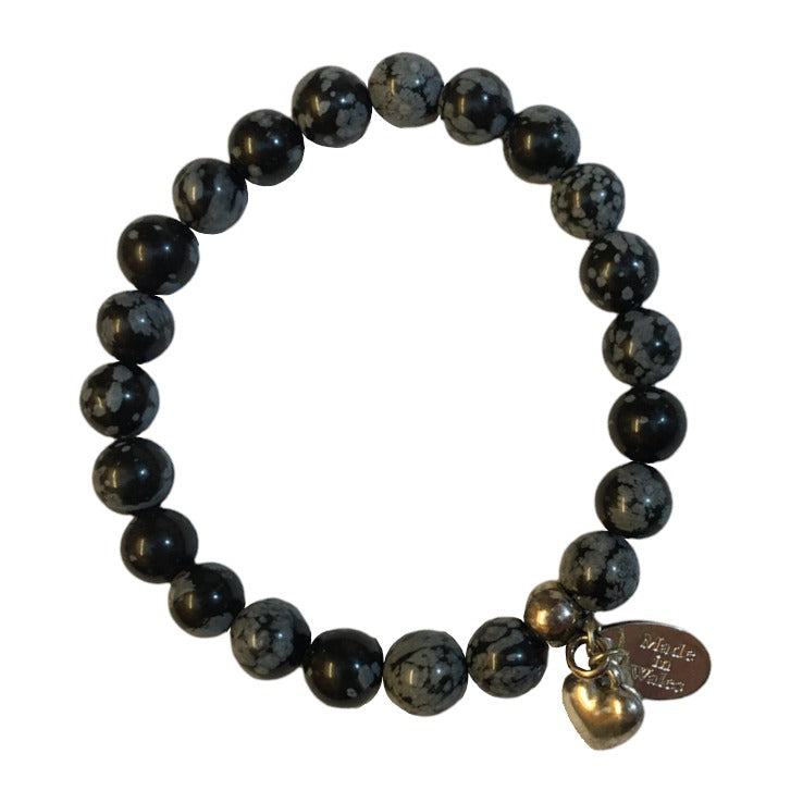 Carrie Elspeth Jewellery Snowflake Obsidian Gemstone Heart Bracelet BG029 main