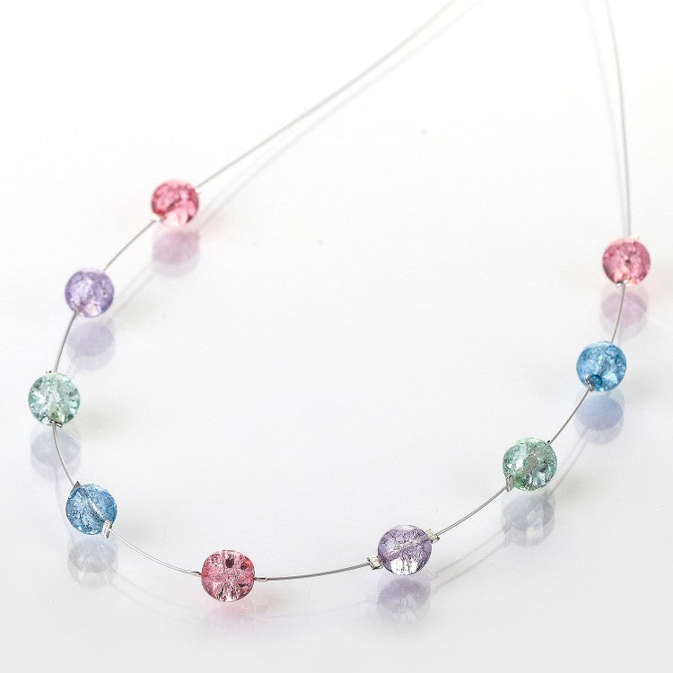 Carrie Elspeth Pastel Crackle Globes Spaced Necklace N1507 shadowed
