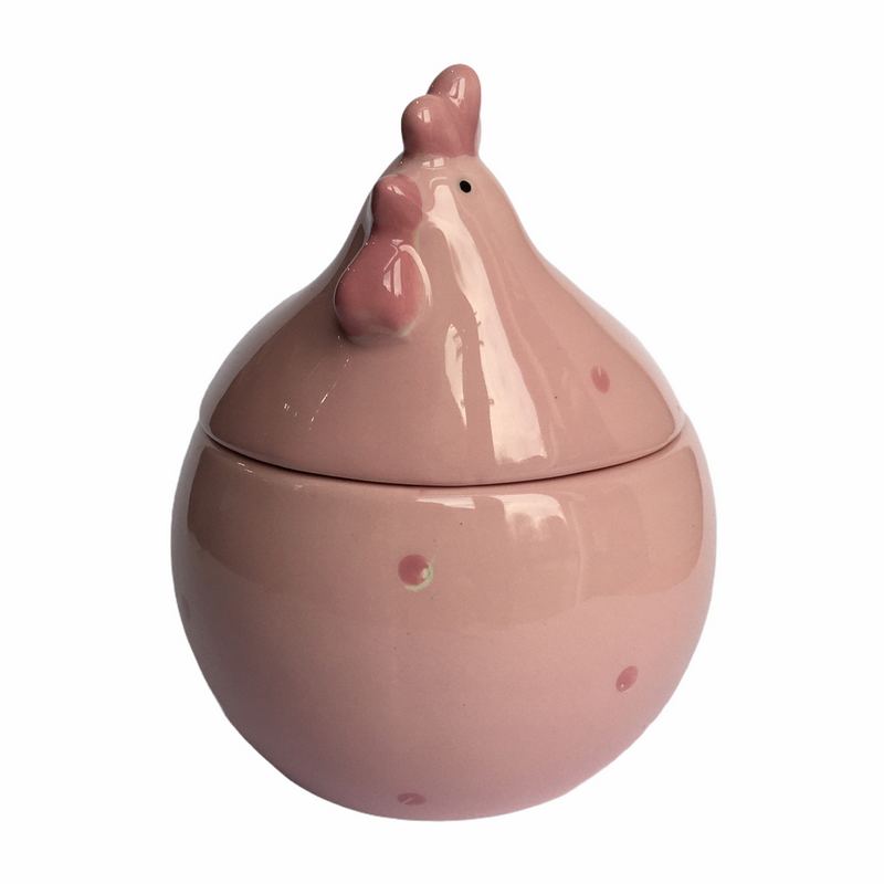 Ceramic Pink Chicken Pot front
