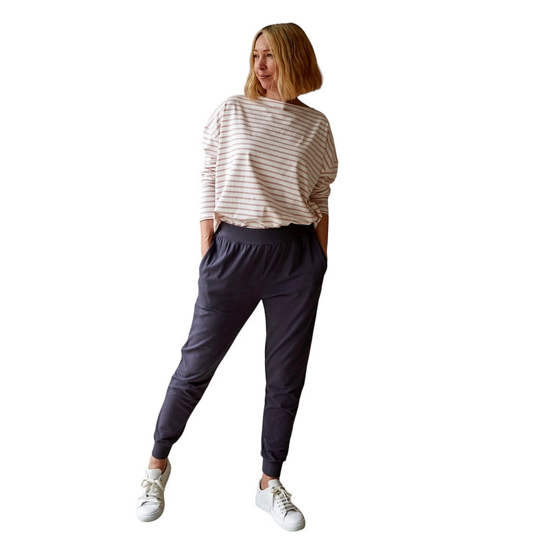 Chalk Clothing Bryony Stripe Top Dusky Pink on model front