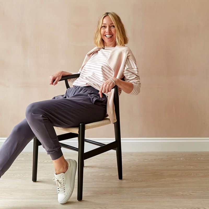 Chalk Clothing Bryony Stripe Top Dusky Pink on model lifestyle