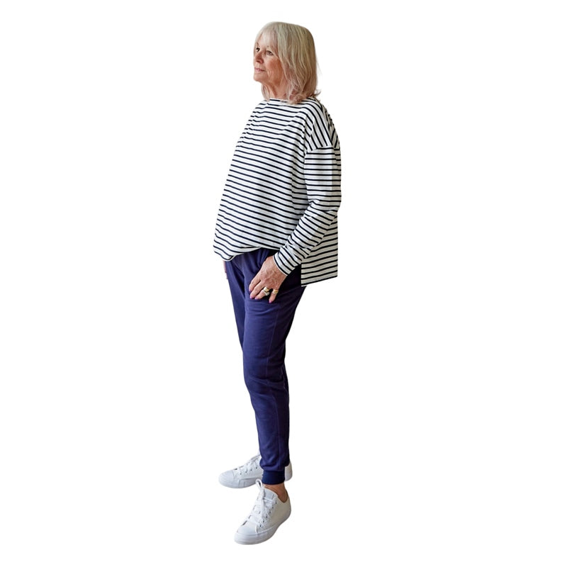 Chalk Clothing Bryony Stripe Top Navy on model side