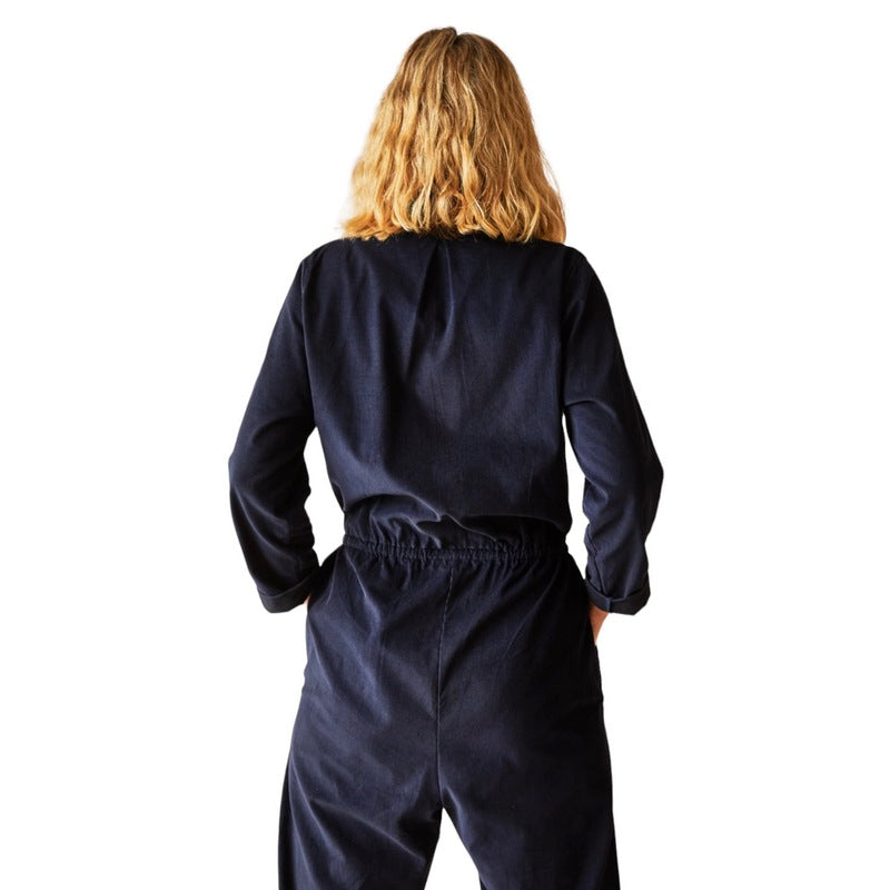 Chalk Clothing Daisy Cord Jumpsuit Navy on model back