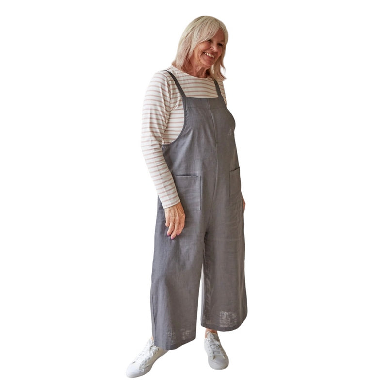 Chalk Clothing Grace Linen Jumpsuit Charcoal on model front
