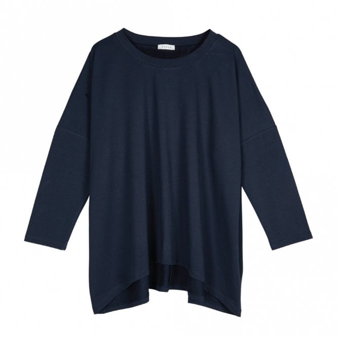 Chalk Clothing Olivia Oversized Cotton Jersey Top Navy front