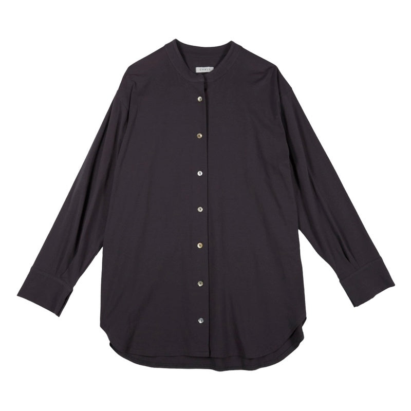 Chalk Clothing Petra Grandad Shirt Charcoal front