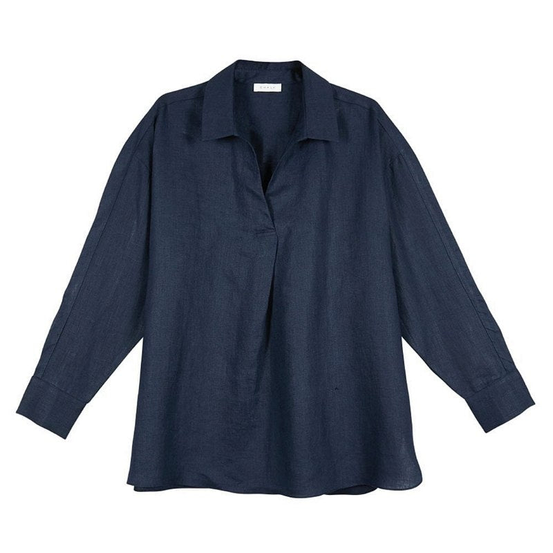 Chalk Clothing Sophie Navy Linen Shirt front