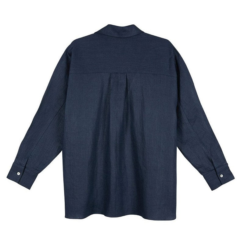 Chalk Clothing Sophie Navy Linen Shirt back
