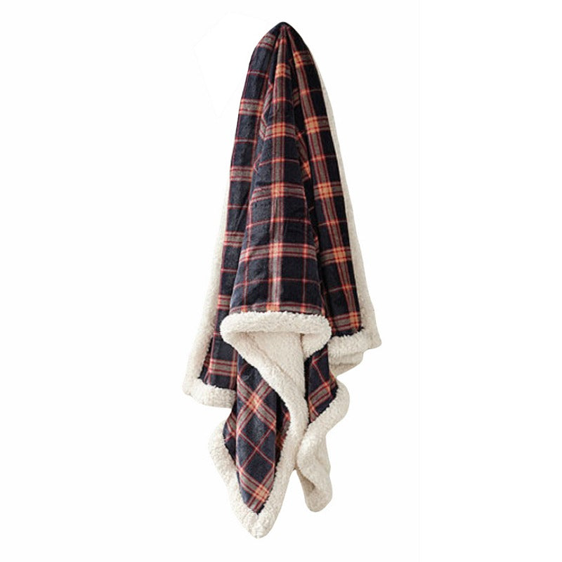 Check Sherpa Flannel Throw Midnight hanging