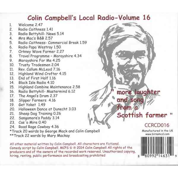 Colin Campbell - Local Radio Volume 16 CD back cover