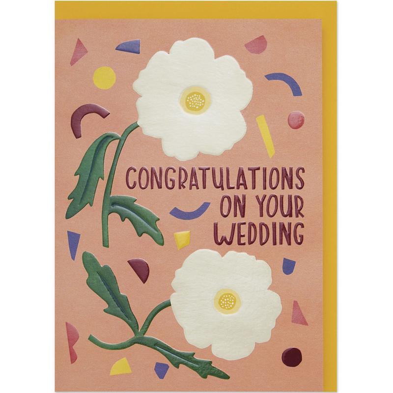 Raspberry Blossom Congratulations on your wedding card REF09 front
