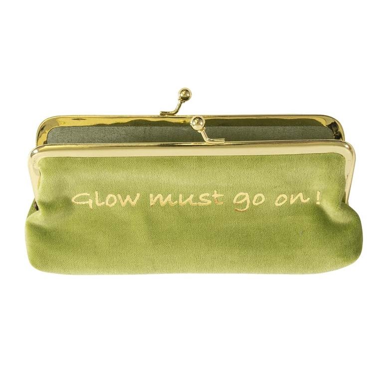 Cosmetics Clip Bag Green Velvet 240947 open