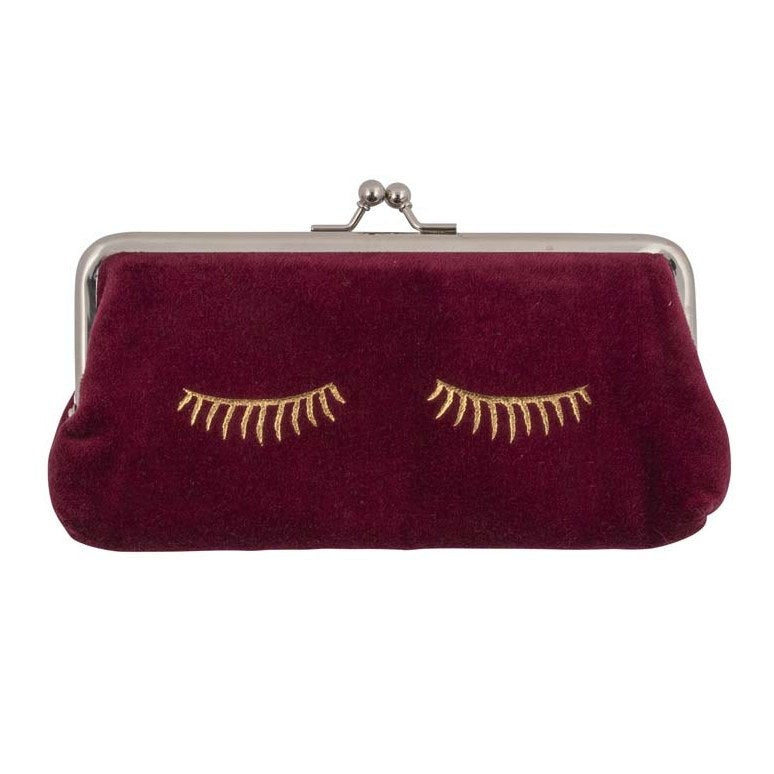 Cosmetics Clip Bag Wine Red Velvet 240804 front