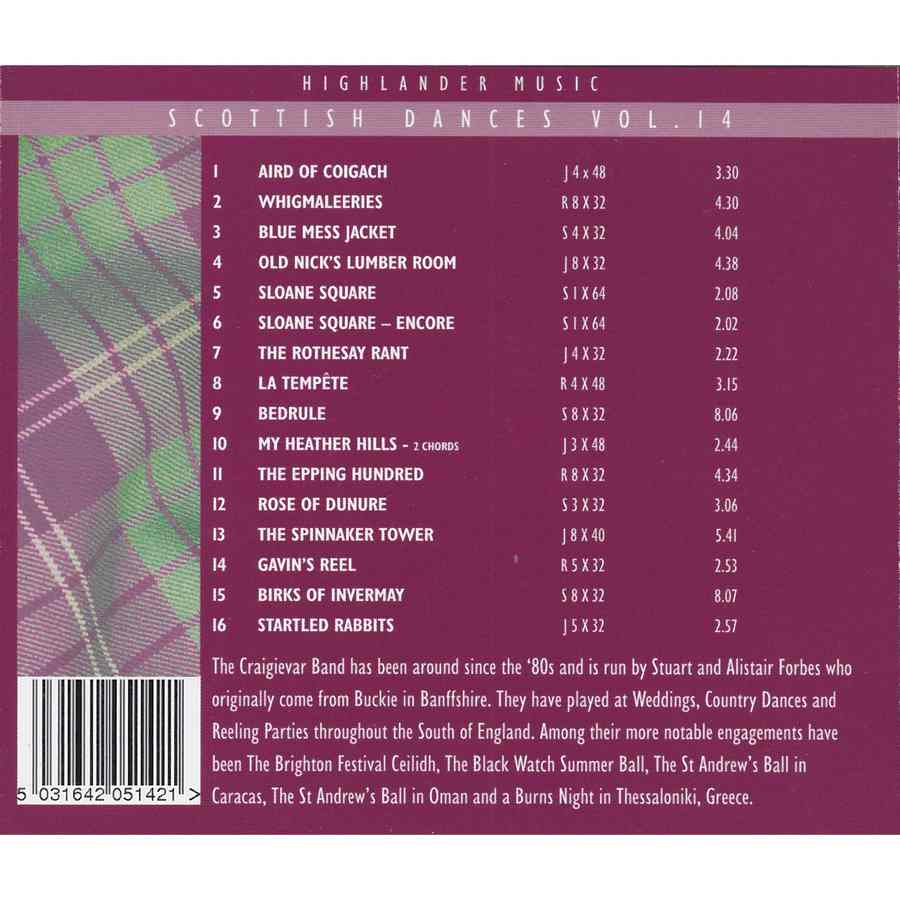 Craigievar Scottish Dance Band - Scottish Dances Volume 14 CD inlay tray track list