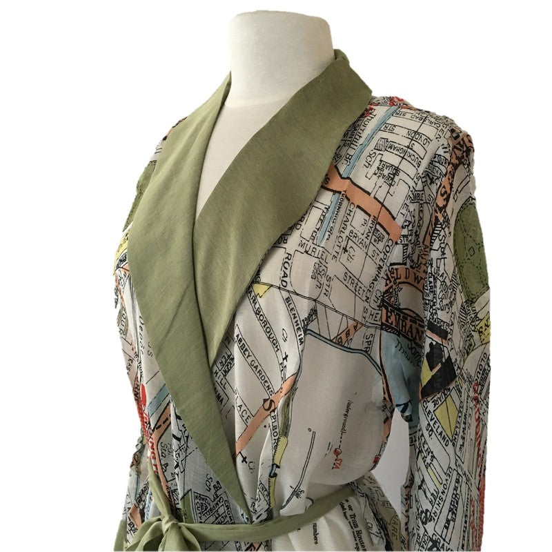 Dressing Gown - London Map - close-up