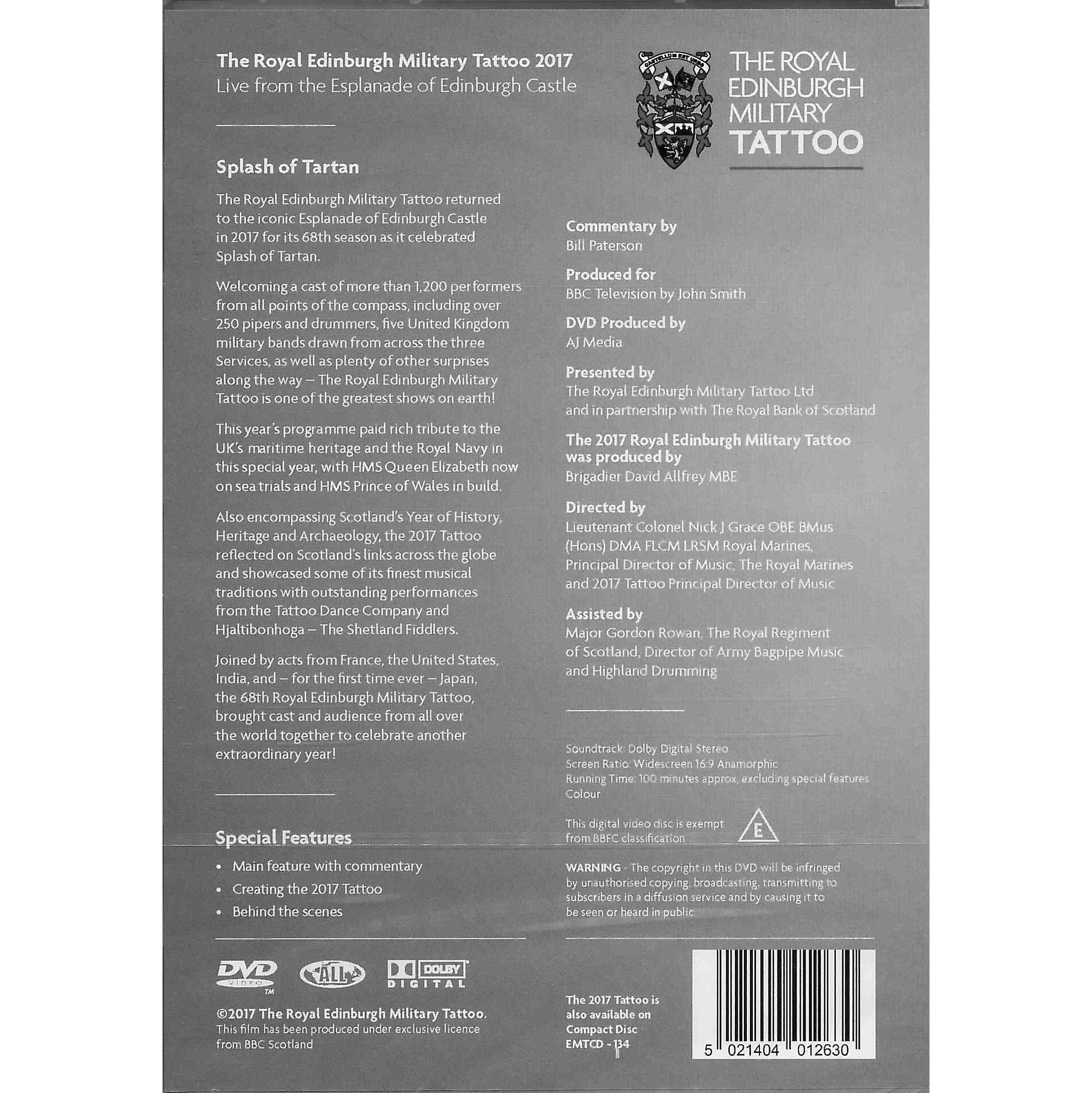 Edinburgh Military Tattoo 2017 DVD back cover