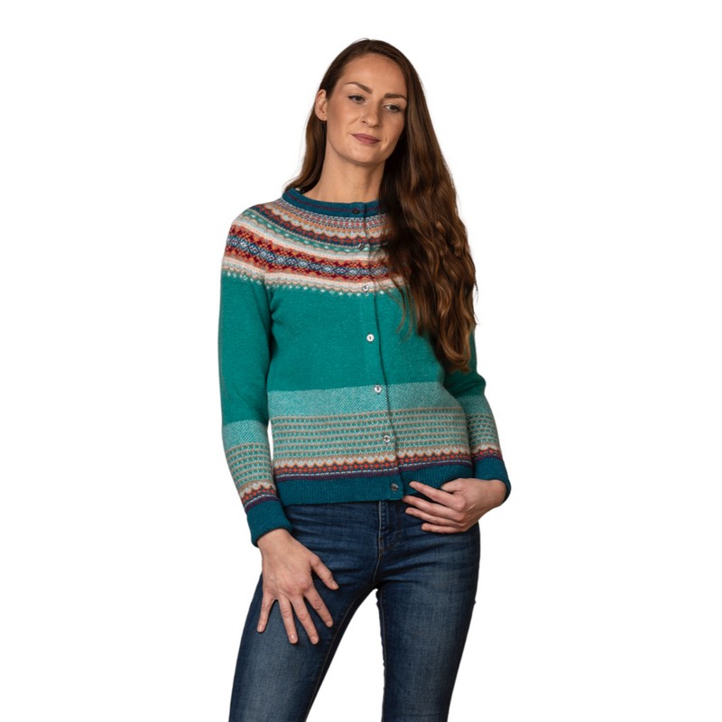 Eribe Knitwear Alpine Cardigan Emerald C3735 on model front