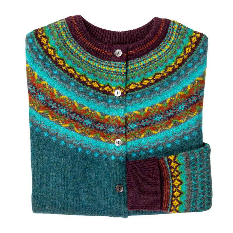Eribe Knitwear Alpine Cardigan in Jade folded