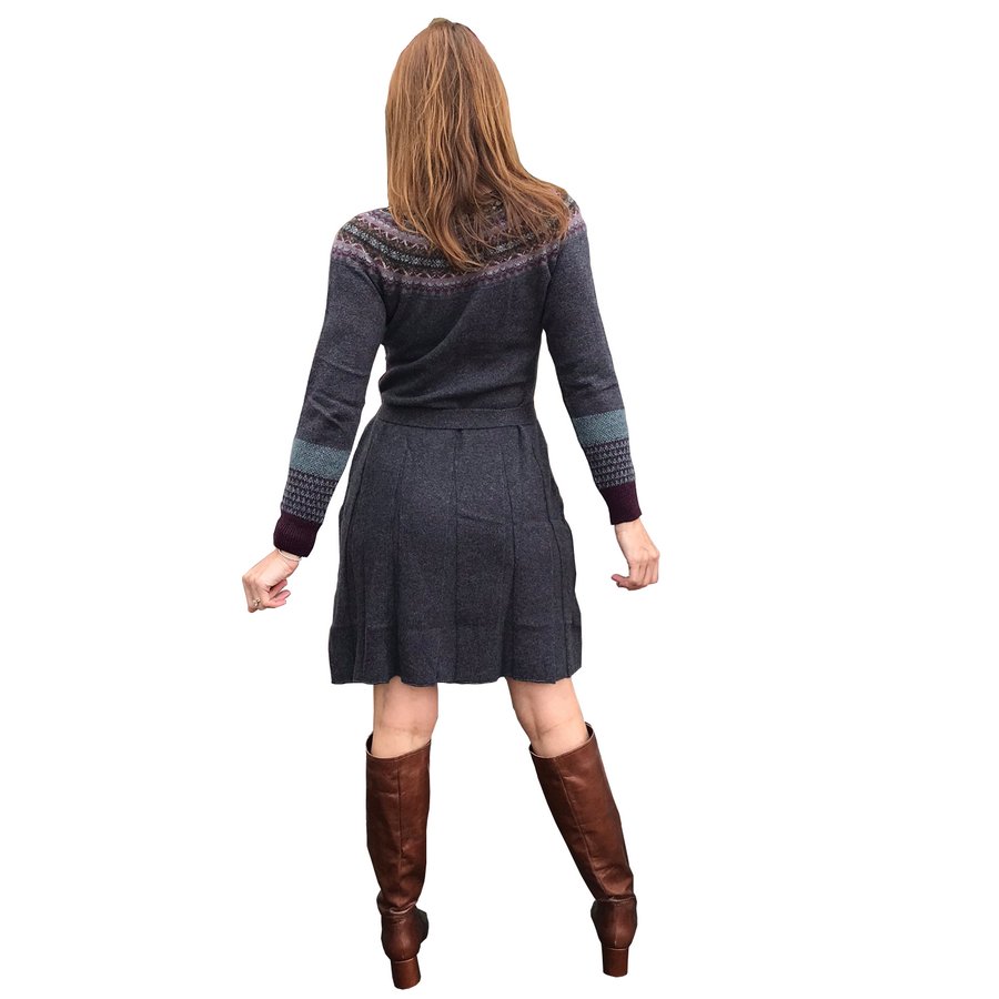 Eribe Knitwear Alpine Long Sleeved Dress in Selkie on model back