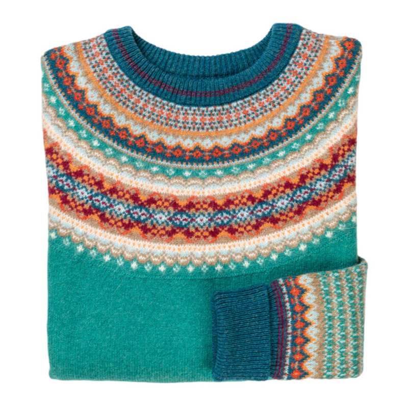 Eribe Knitwear Alpine Sweater Emerald P3974 on model folded