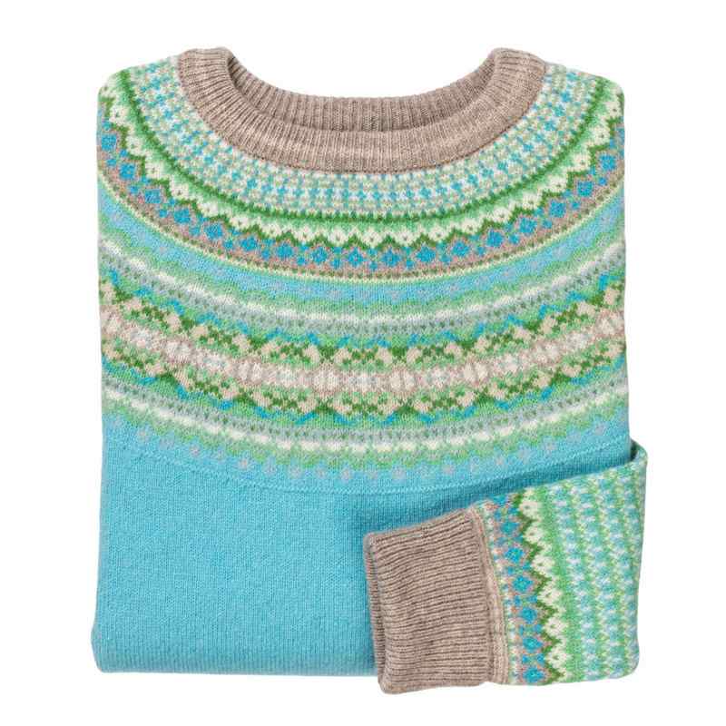 Eribe Knitwear Alpine Sweater in Sea Holly folded showing cuff