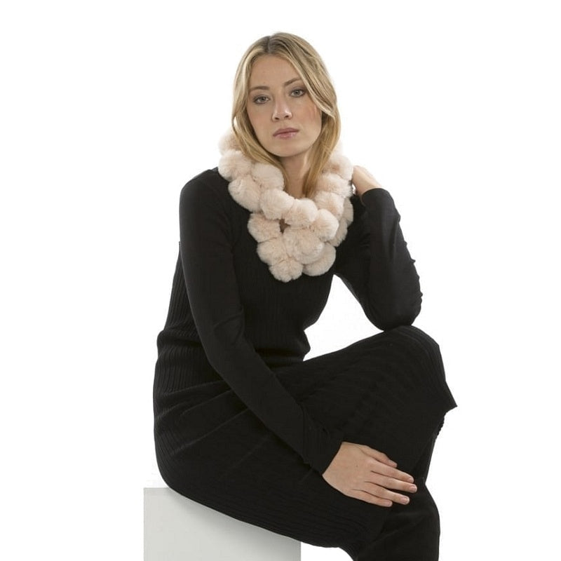 Faux Fur Pat Scarf Pale Pink FMS9A-06 on model